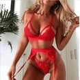 thumbnail image 3 of Conjunto de tres piezas con tirantes de tres puntos y explosiones europeas y americanas, ropa interior sexy con liga hueca, 3 of 5