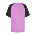 thumbnail image 4 of Timegard Hauts Grande Taille pour Femmes Col Rond Épaules Tombantes Bloc de Couleur Décontracté Confortable T-Shirts à Manches Courtes, 4 of 5