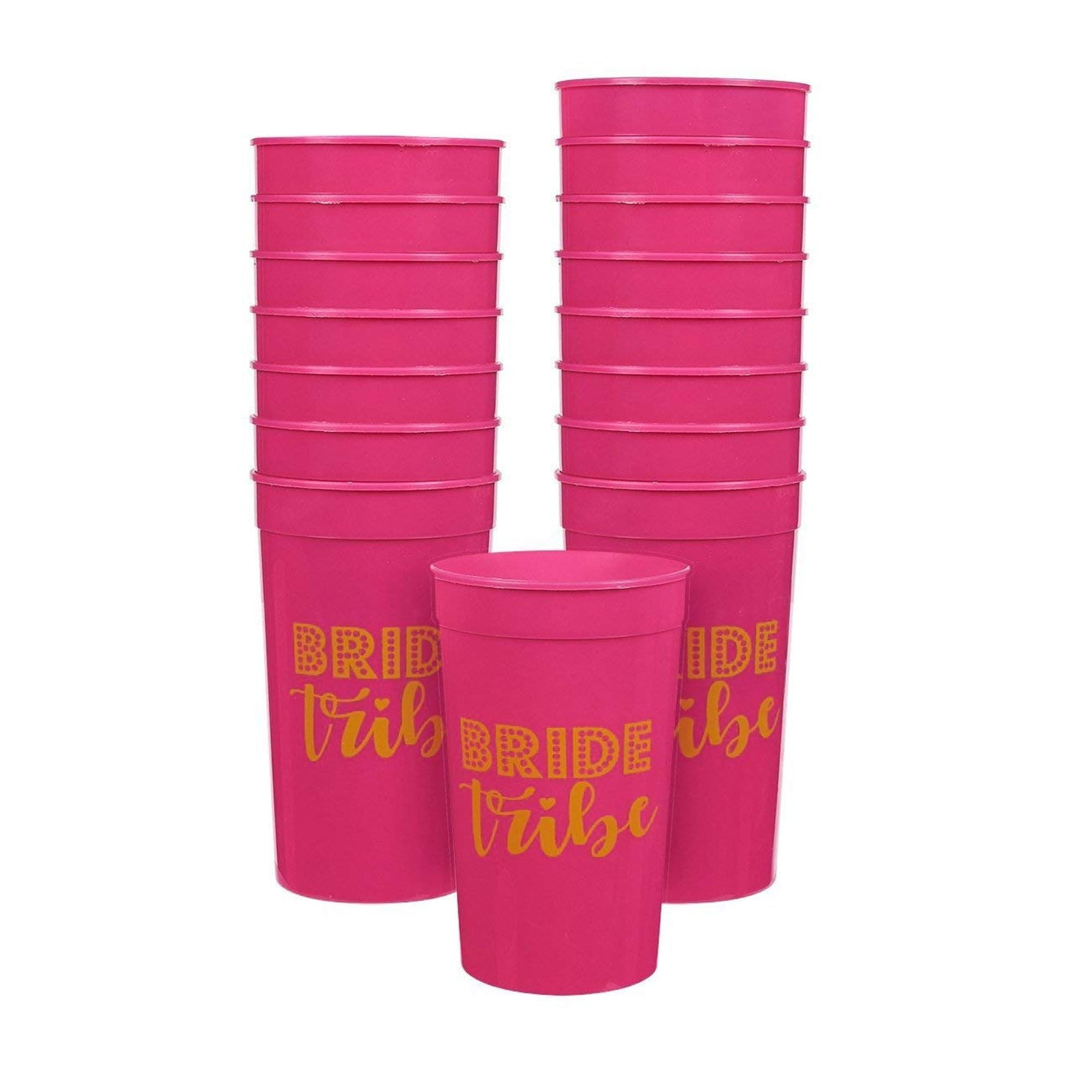 Plastic Party Cups 16 Pack Reusable Tumblers 16 Oz Pink Plastic