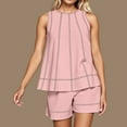 thumbnail image 2 of Two Piece Pajama Set for Women Shorts Summer Vacation Travel Cruise Airport Outfits Tank Top and Tennis Shorts Sets Sweatsuit, 2 of 7