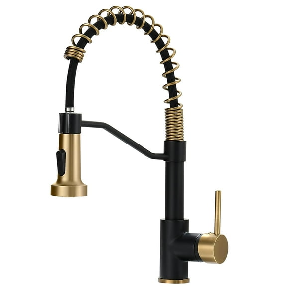 Grifo de cocina negro AIMADI con pulverizador abatible de una sola manija
