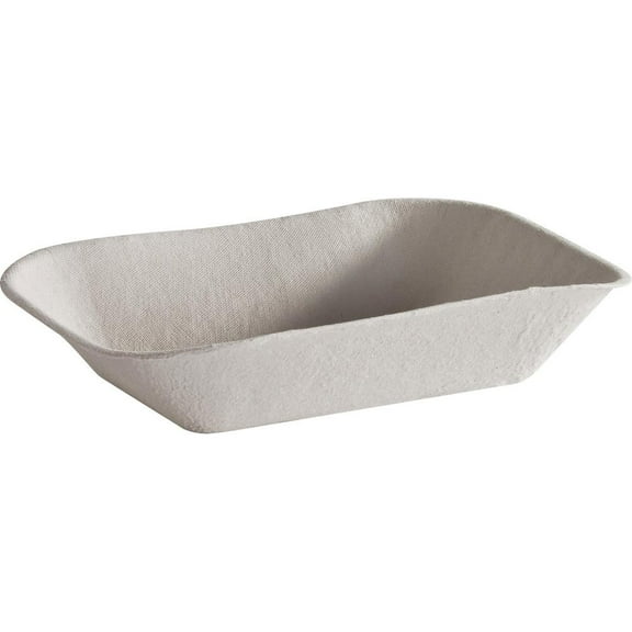 Savaday® 2-1/4" Deep Molded Fiber Trays - 250 / Bag - Food - White - Molded Fiber Body - Rectangle - 2 / Carton