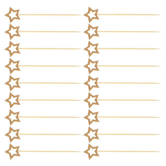 100 Pcs Cocktail Decor Drink Garnish Martini Olive Picks Creative Five-pointed Star Disposable Fruit Sticks Wood