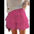 thumbnail image 1 of Falda Pantalón Estilo Bohemio con Volantes y para Mujer, Estilo Informal, de Cintura Alta, Color Rojo Rosa, Talla M, 1 of 9