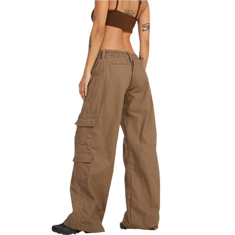 Women Baggy Hip Hop Cargo Pants Y12k Low Waist Loose Joggers Cargo Trousers  Casual Sweatpant Streetwear 