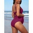 thumbnail image 4 of Ruched Side One Piece Swimsuit for Maternity V Neck Pregnancy Swimwear Modest Bath Suit, 4 of 6