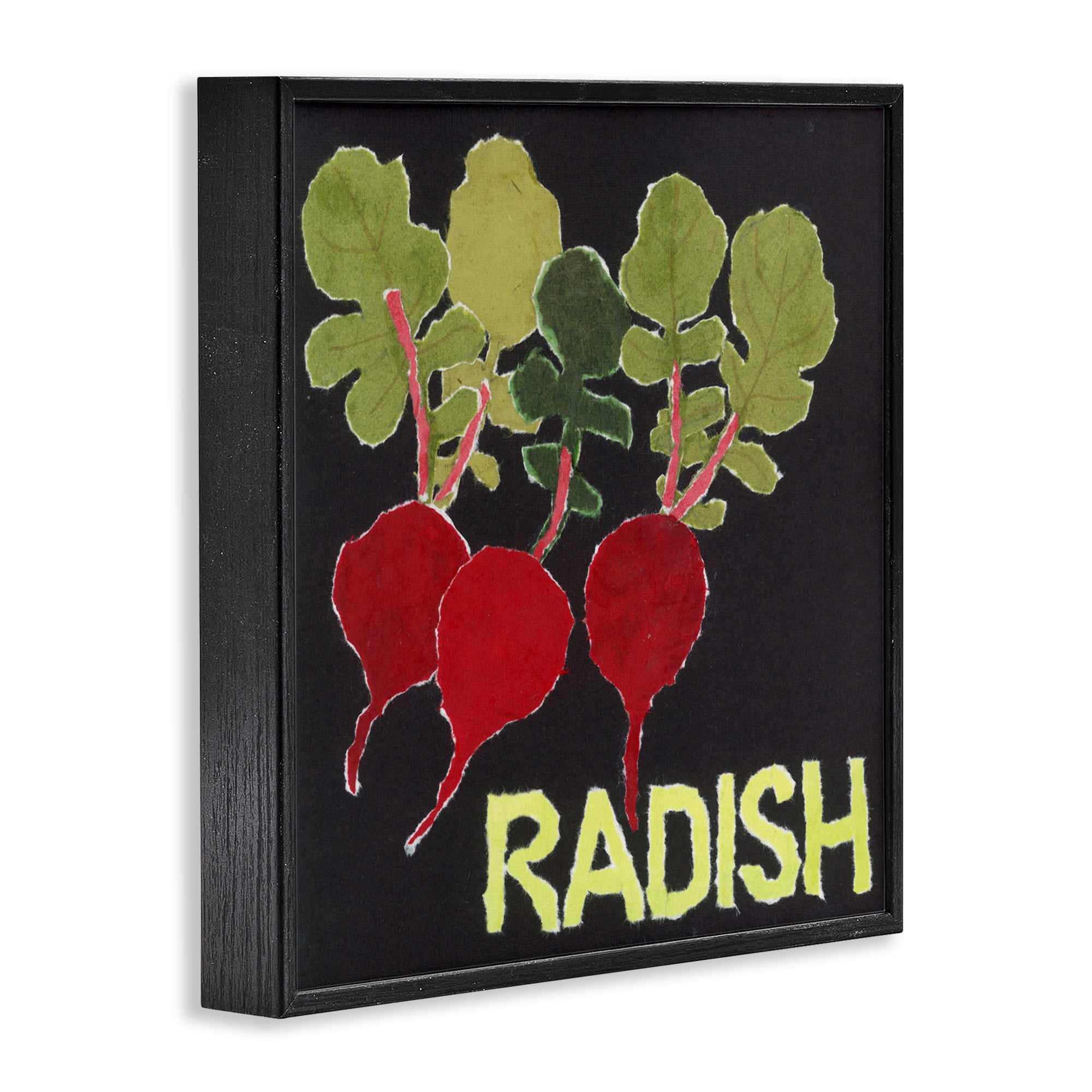 Stupell Industries Collaged Radish Vegetables Black Framed Giclee Art, design by Nancy Overton
