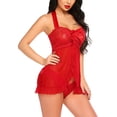 thumbnail image 5 of Gibobby Ropa interior mujer sexy Conjunto de lencería de Brasier y pantaleta de Encaje y Transparencias(Rojo, XXG), 5 of 5