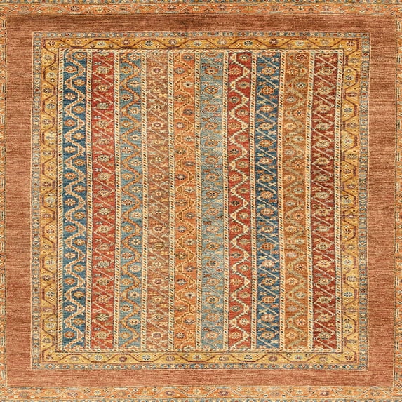 Ahgly Company Machine Washable Indoor Square Abstract Red Fox Red Area Rugs, 6' Square