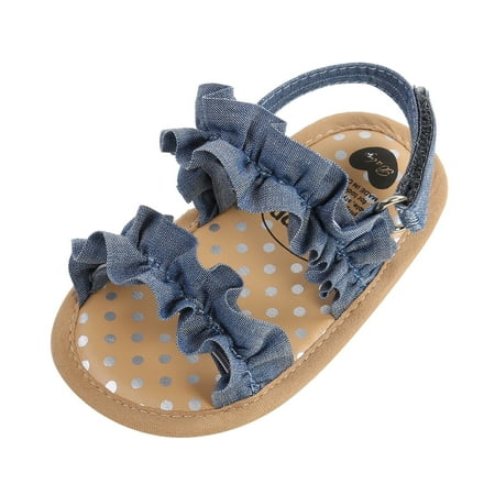 

Baby Girls Sandals Summer Shoes Outdoor First Walk Toddler Girls Shoes For Summer Blue 6 Months-12 Months
