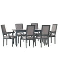 thumbnail image 2 of Noble House Midland Fabric Upholstered Wood Expandable 7 Piece Dining Set, Gray, 2 of 15