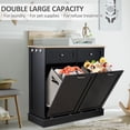 thumbnail image 3 of HARIPUL Double Tilt Out Trash Cabinet, 26 Gallon Trash Can Cabinet with Drawers & Handles for Kitchen, Black/Light Brown Top, 3 of 9