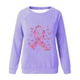 thumbnail image 4 of Homenesgenics Breast Cancer Awareness Shirts Plus Size for Women and Men Women Fashion Casual Print Round Neck Loose Long Sleeve T-Shirt Blouse Sweatshirts Purple XL, 4 of 4