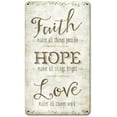 thumbnail image 1 of Letreros de metal de aluminio con texto en inglés "Fe, esperanza, amor", para decoración del hogar, para habitación, cerveza, garaje, patio, interior, tamaño: 12 x 8 pulgadas, 1 of 4