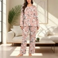 thumbnail image 2 of Levmjia Womens Pajama Set Fashion Casual Print Long Sleeve Top and Pants Winter Sleepwear Cozy Set Soft Loose Fit For Home Relaxation Daily Wear, 2 of 7