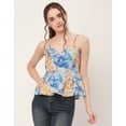 thumbnail image 2 of Moomaya Printed Peplum Tops For Women, Noodle Strap Blouse Top W/ Styles Back, 2 of 9