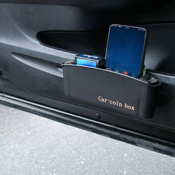 MLINS Black Car Seat Gap Filler with Storage Box for Organizing Pocket Necessities 2 Pcs