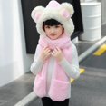 thumbnail image 4 of Cute Bear Children Hats with Ears Cartoon Plush Warm Girls Cap Long Hat Earmuff kid Scarf Gloves,Christmas Hats kids Scarves, 4 of 4
