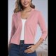 thumbnail image 5 of Suéter Tipo Cárdigan Corto de 3/4 para Mujer, Elegante, Color Rosa, Talla M, 5 of 7