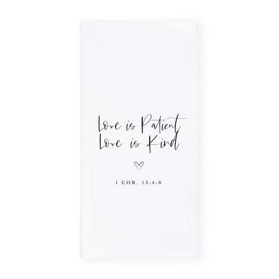 Love is Patient Love is Kind 1 Corinthians 13:4-8 Cotton Canvas Scripture, Bible Kitchen Tea Towel