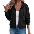 thumbnail image 4 of Hurxie Women's Full Zip Up Hoodies Waffle Knit Long Sleeve Sweatshirt Tops Early Fall Fashion Clothes, Knit Long Sleeve, Oversized Hooded Tops, 4 of 6