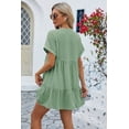 thumbnail image 2 of Women's Ruched Tiered V Neck Short Sleeve Mini Dress for Summer Party Look Silhouette Flattering Fit 100% Polyester, 2 of 11