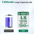 thumbnail image 4 of 2-Pack LS14250 3.6V 1/2AA 1300mAh Lithium Battery for SAFT Water Meter Electricity Meter Gas, ER14250 Batteries Non-Rechargeable, 4 of 4