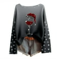 thumbnail image 5 of Hauts pour Femmes Décontractés Imprimé de Noël Col Rond T-Shirt Manches Longues Blouses Grande Taille pour Femmes, Gris, m, 5 of 5