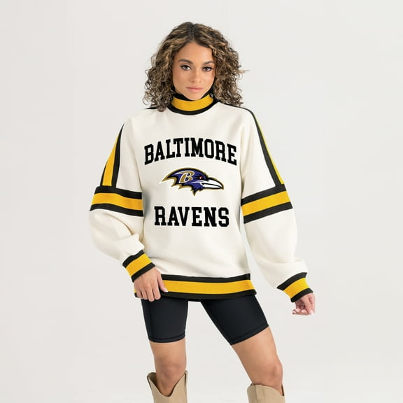 Women's Gameday Couture White Baltimore Ravens Oversized Vivid Motion Sweatshirt