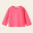 thumbnail image 2 of Krdevn Kids' Long Sleeve Tee - Soft Cotton Crewneck Top for Boys & Girls | Basic Fall Winter Shirt | Comfortable Drop Shoulder Design,Color:Hot Pink,Size:2-3 Years, 2 of 4