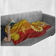 thumbnail image 6 of Colorful Soft Flannel Fleece Blanket, Colorful Stripes with Sunflowers and Wheat Farm House Themed Abstract Image, Cozy Plush for Indoor and Outdoor Use, 60" x 80", Green Orange Red, by Ambesonne, 6 of 6