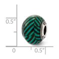 thumbnail image 2 of Sterling Silver Reflections Italian Teal Stripes With Glitter Glass Bead Charm - Measures 12.73x10.91mm Wide, 2 of 2