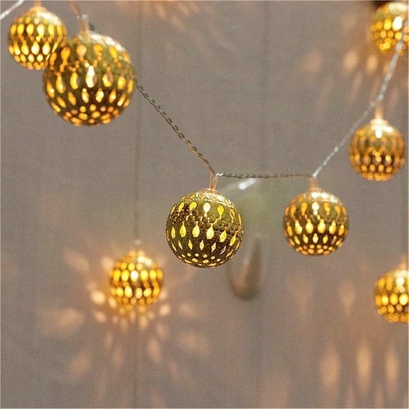 Twinkle Star 40 Led Globe String Lights, Golden Moroccan Hanging Decor, Battery Operated, 1 Pack, Warm White