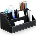 thumbnail image 1 of Organizador de escritorio elegante, soporte de control remoto de cuero sintético para oficina y hogar, solución de almacenamiento multifuncional con diseño de lujo, regalo ideal para hombres,, 1 of 8
