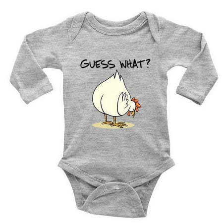 Guess What Chicken Butt Funny Infant Bodysuit Baby Climbing Long Sleeve Rompers