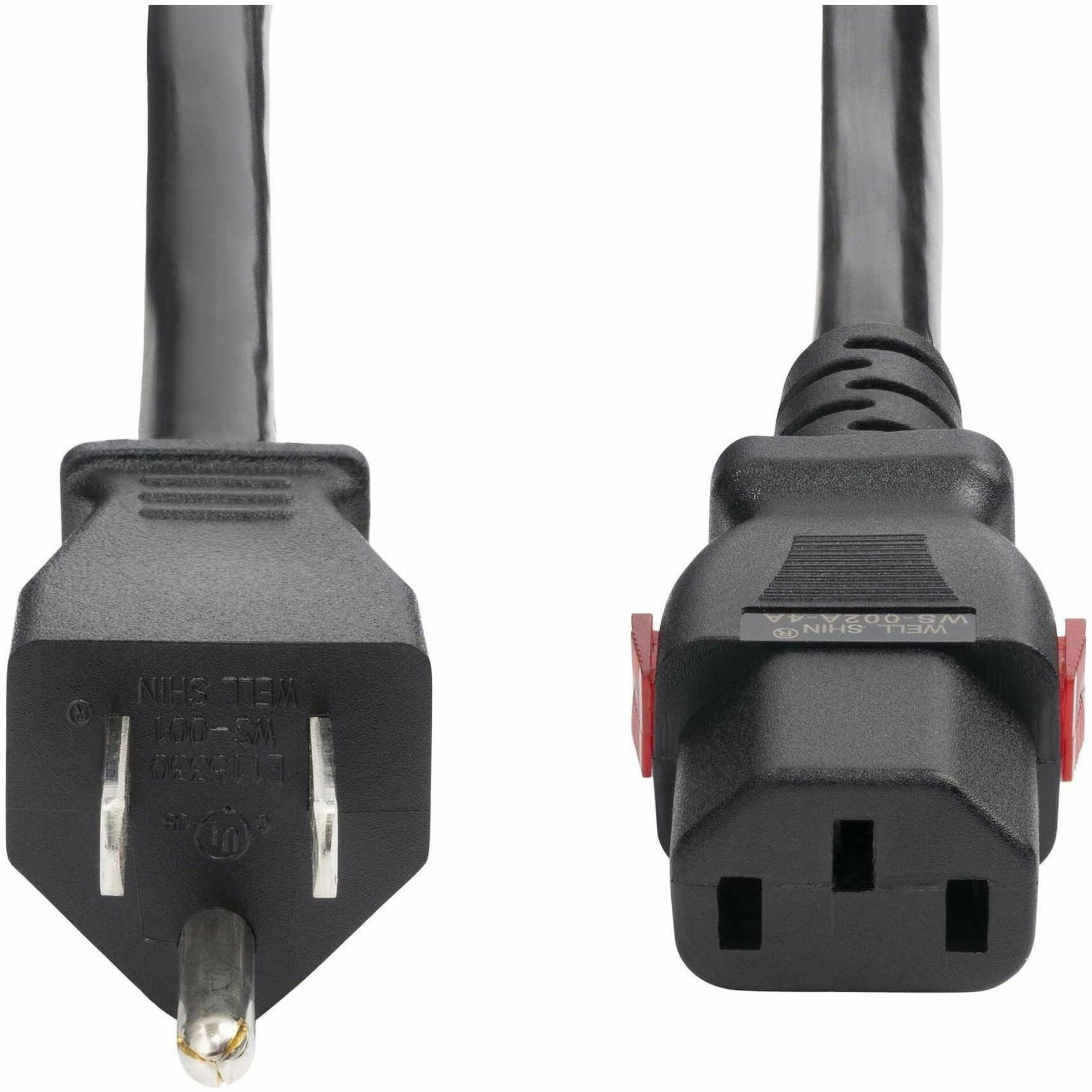 StarTech 12ft 3.6m Heavy Duty Power Cord NEMA 5-15P to Locking C13 AC Power Cable 15A 125V 14AWG UL Listed TAA