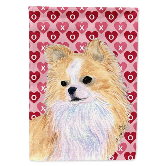 Chihuahua Hearts Love and Valentine's Day Portrait Garden Flag