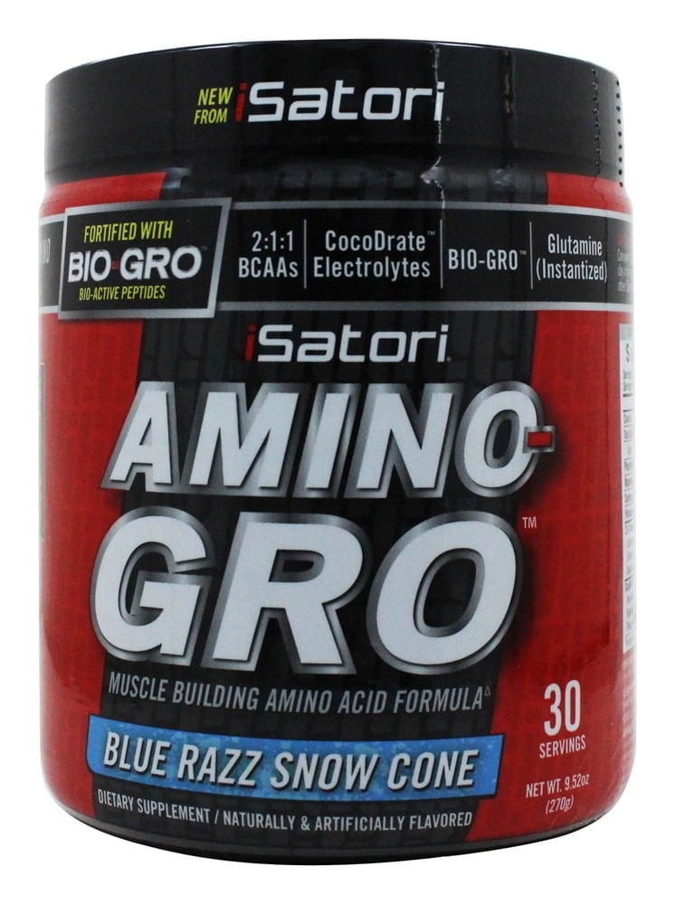 iSatori - Amino-Gro Muscle Building Amino Acid Formula Blue Razz Snow Cone - 9.52 oz
