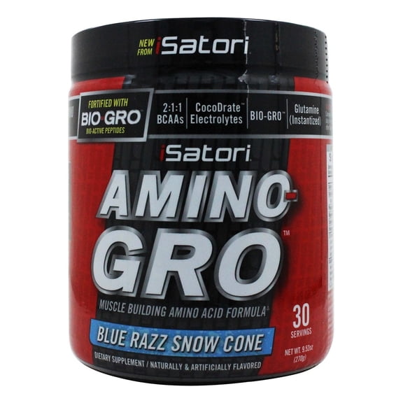 iSatori - Amino-Gro Muscle Building Amino Acid Formula Blue Razz Snow Cone - 9.52 oz.