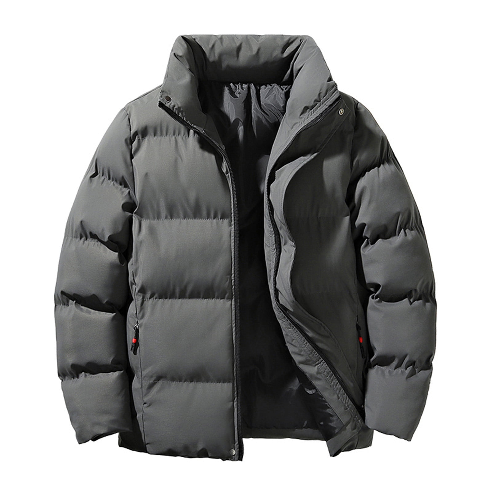 ジャケット・アウター g'morning Stand Neck Puffer Jacket L Styesk Jackets for Men Zipper Up Warm Jackets Solid Color Puffer