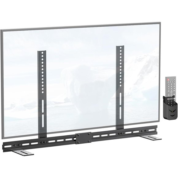 Montaje Versátil de Barra de Sonido: Soporte Metálico Resiliente, Instalación Fácil y Base Antideslizante