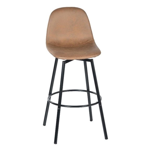 Homycasa Bar Height Swivel Bar Stools Faux Leather Brown (Set of 2)
