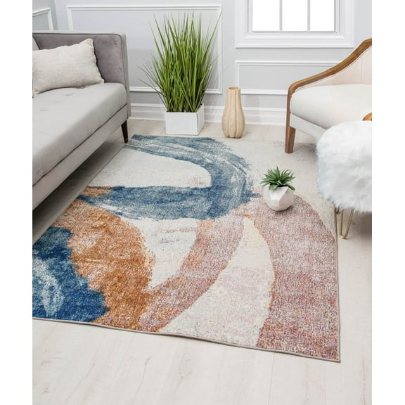 Rugs America Melyna MA30A Smokey Blue Contemporary Abstract Area Rug, 2'6" x 4'