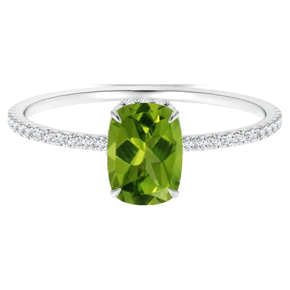 Cushion 2.50 Ctw Peridot Gemstone 925 Sterling Silver Solitaire Women Engagement Ring