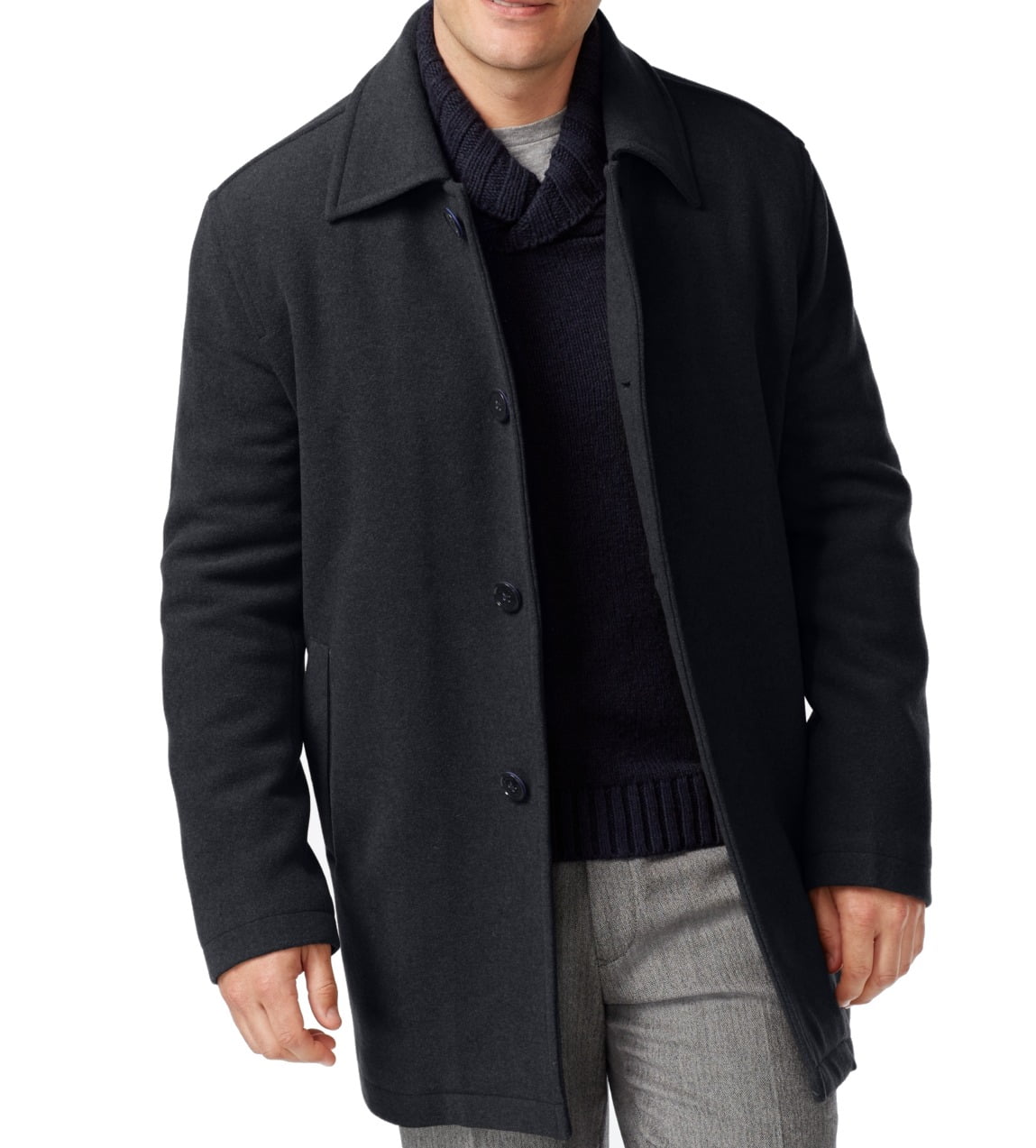 Cole Haan Signature Coats & Jackets Men Peacoat Charcoal Small Button