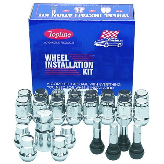 Topline Wheel C23805 Wheel Install Kit 20 Lug Set 12 mm x 1.75 Thread Size Cone Seat Spline Drive Lug Nuts