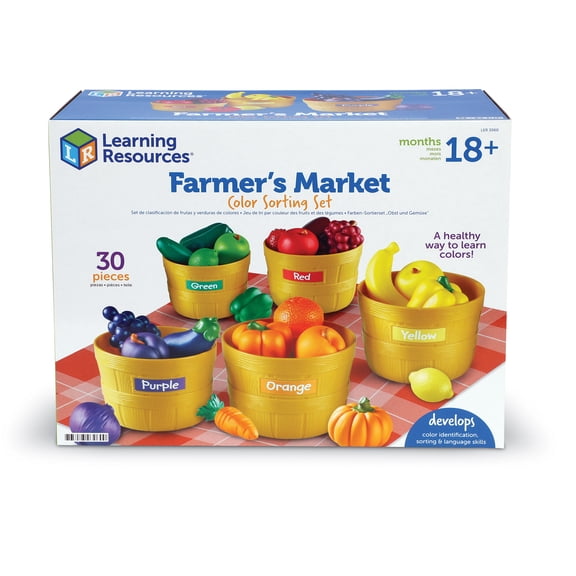 Learning Resources Farmer's Market Color Sorting Set, Play Food, Toddler Sorting Toys for Kids, Ages 18 Months
