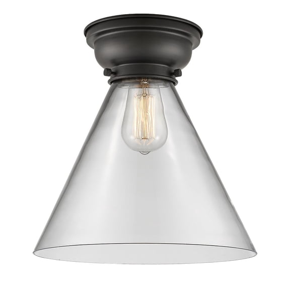 623-1F-BK-G42-L-Innovations Lighting-Cone - 1 Light Flush Mount In Industrial Style-11.4 Inches Tall and 12 Inches Wide-Matte Black Finish-Clear Glass