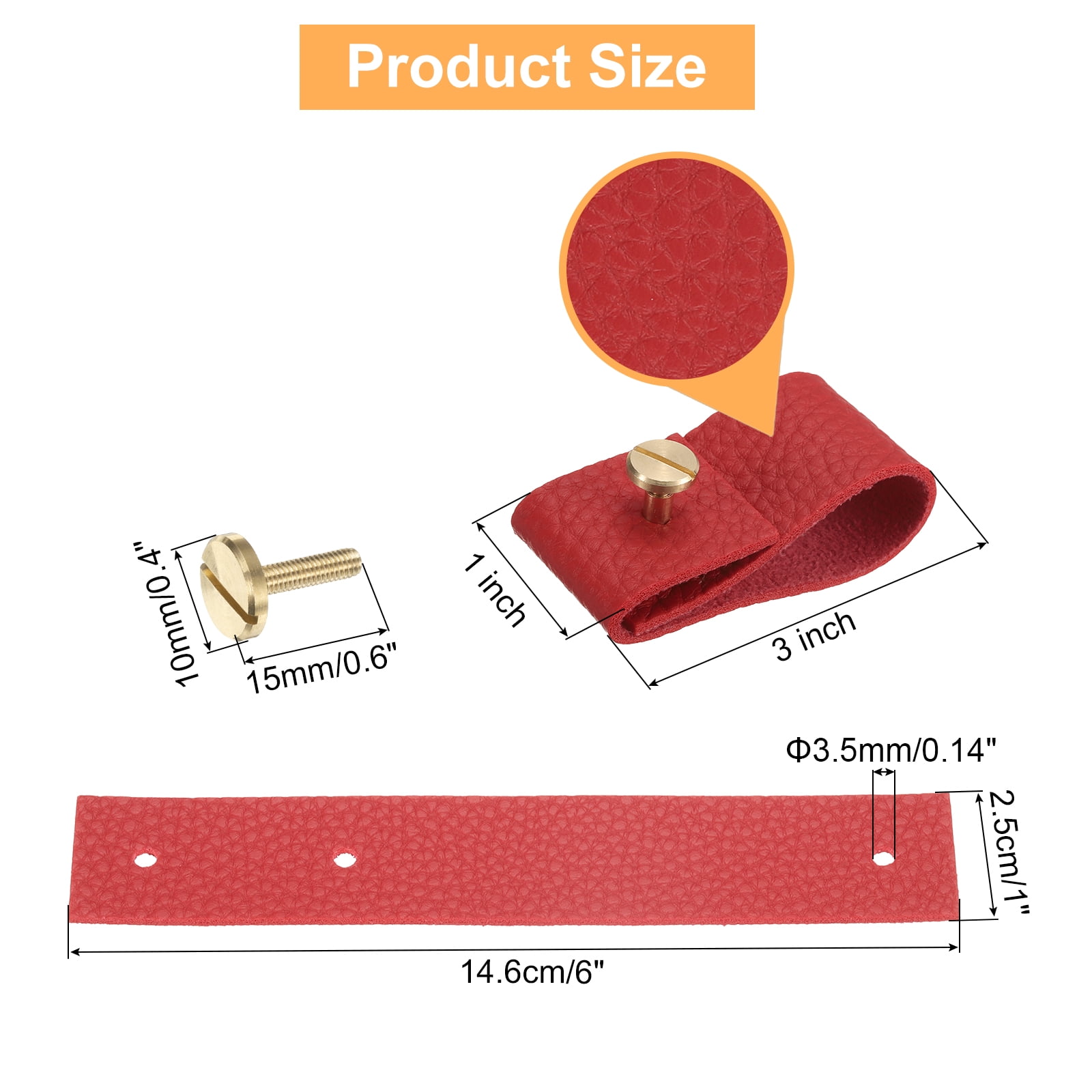 Unique Bargains Leather Drawer Pulls Replacement of Traditional Knobs for Drawer Red