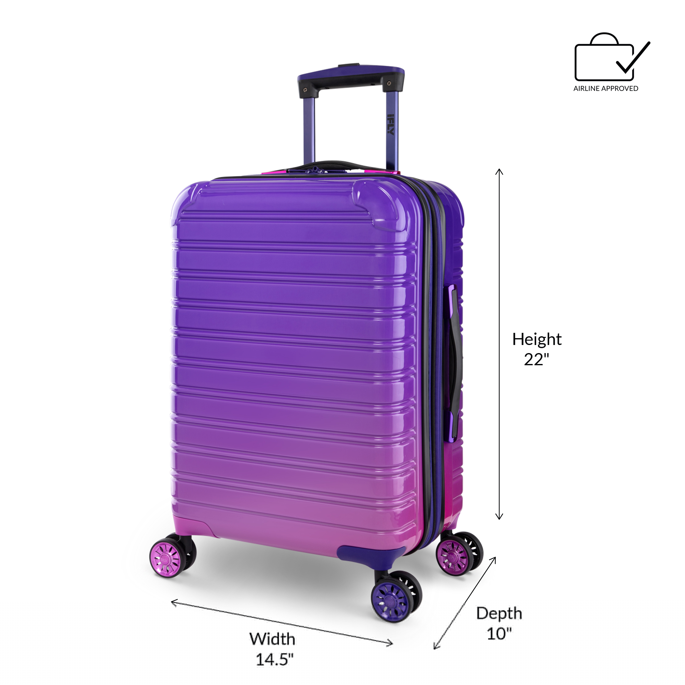 IFLY Hardside Fibertech CarryOn Luggage, 20", Midnight Berry